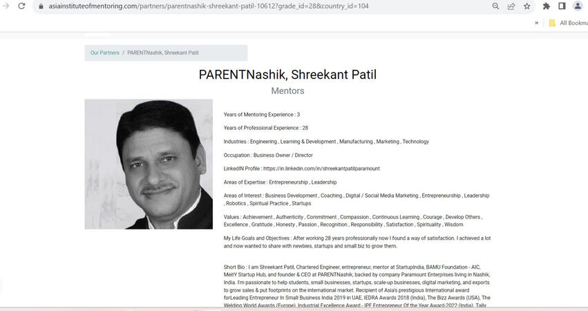 AIM Singapore Shreekant Patil Startup Mentor