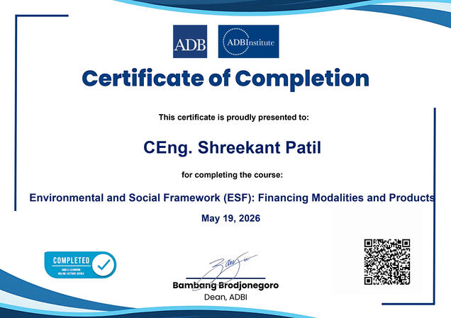 ADBI Shreekant Patil ESF - Financing & Modalites Certificate