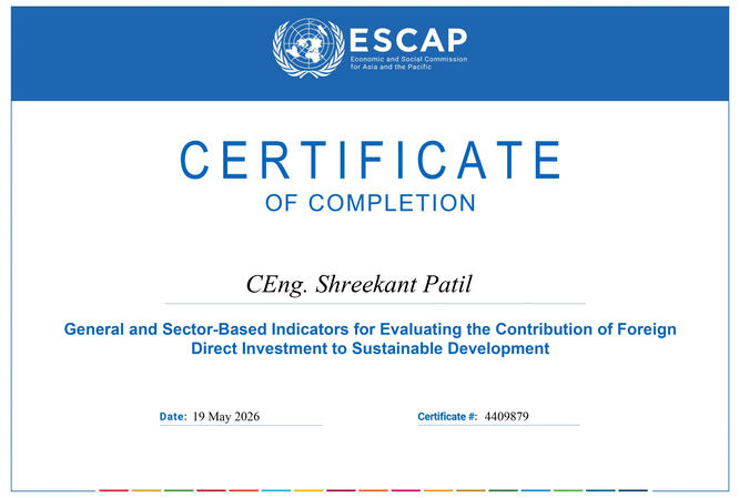 UNESCAP Shreekant Patil United Nations ESCAP Certified Sustainable Development