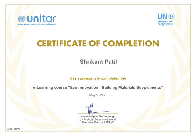 Shreekant Patil Trainer - 𝐔𝐧𝐢𝐭𝐞𝐝 𝐍𝐚𝐭𝐢𝐨𝐧𝐬 𝐈𝐧𝐬𝐭𝐢𝐭𝐮𝐭𝐞 𝐟𝐨𝐫 𝐓𝐫𝐚𝐢𝐧𝐢𝐧𝐠 𝐚𝐧𝐝 𝐑𝐞𝐬𝐞𝐚𝐫𝐜𝐡 (𝐔𝐍𝐈𝐓𝐀𝐑) Shreekant Patil Certified Trainer by IFC - World Bank Group