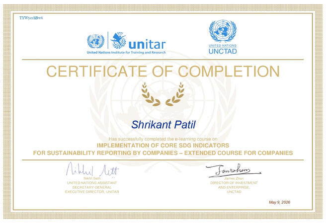 Shreekant Patil - 𝐈𝐦𝐩𝐥𝐞𝐦𝐞𝐧𝐭𝐚𝐭𝐢𝐨𝐧 𝐨𝐟 𝐂𝐨𝐫𝐞 𝐒𝐃𝐆 𝐈𝐧𝐝𝐢𝐜𝐚𝐭𝐨𝐫𝐬 𝐟𝐨𝐫 𝐒𝐮𝐬𝐭𝐚𝐢𝐧𝐚𝐛𝐢𝐥𝐢𝐭𝐲 𝐑𝐞𝐩𝐨𝐫𝐭𝐢𝐧𝐠 𝐛𝐲 𝐂𝐨𝐦𝐩𝐚𝐧𝐢𝐞𝐬 Shreekant Patil - 𝐈𝐦𝐩𝐥𝐞𝐦𝐞𝐧𝐭𝐚𝐭𝐢𝐨𝐧 𝐨𝐟 𝐂𝐨𝐫𝐞 𝐒𝐃𝐆 𝐈𝐧𝐝𝐢𝐜𝐚𝐭𝐨𝐫𝐬 𝐟𝐨𝐫 𝐒𝐮𝐬𝐭𝐚𝐢𝐧𝐚𝐛𝐢𝐥𝐢𝐭𝐲 𝐑𝐞𝐩𝐨𝐫𝐭𝐢𝐧𝐠 𝐛𝐲 𝐂𝐨𝐦𝐩𝐚𝐧𝐢𝐞𝐬